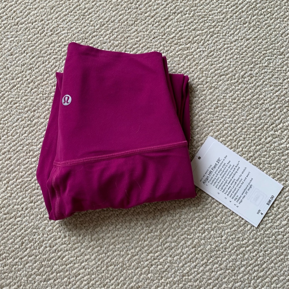 NWT Fuscia Pink Lululemon Align 25” Pants